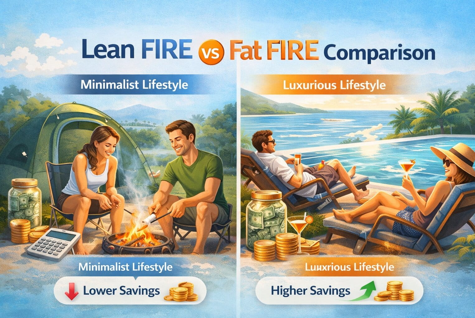 Lean FIRE vs Fat FIRE Comparison (USA 2026 Guide) - Statush.com