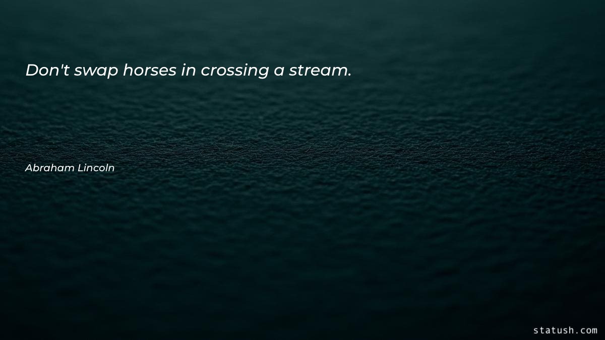 Don't swap horses in crossing a stream Motivational Quotes at statush.com