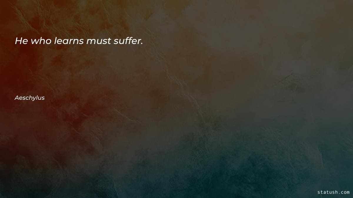 He who learns must suffer - Motivational Quotes at statush.com