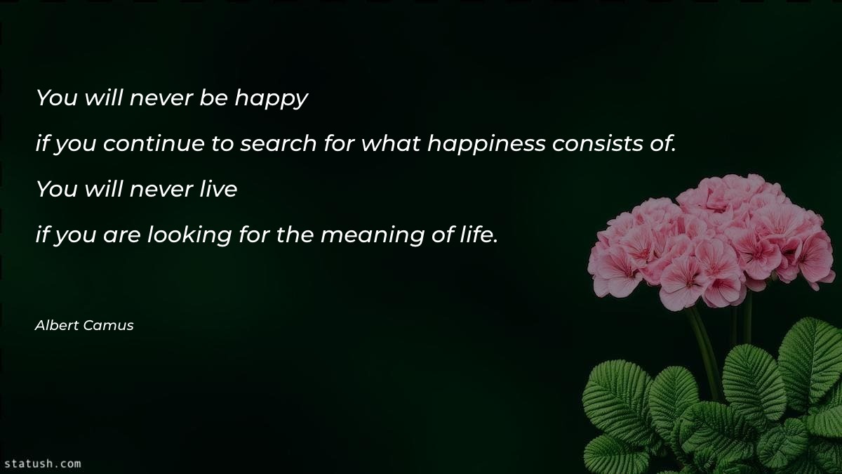 You will never be happy