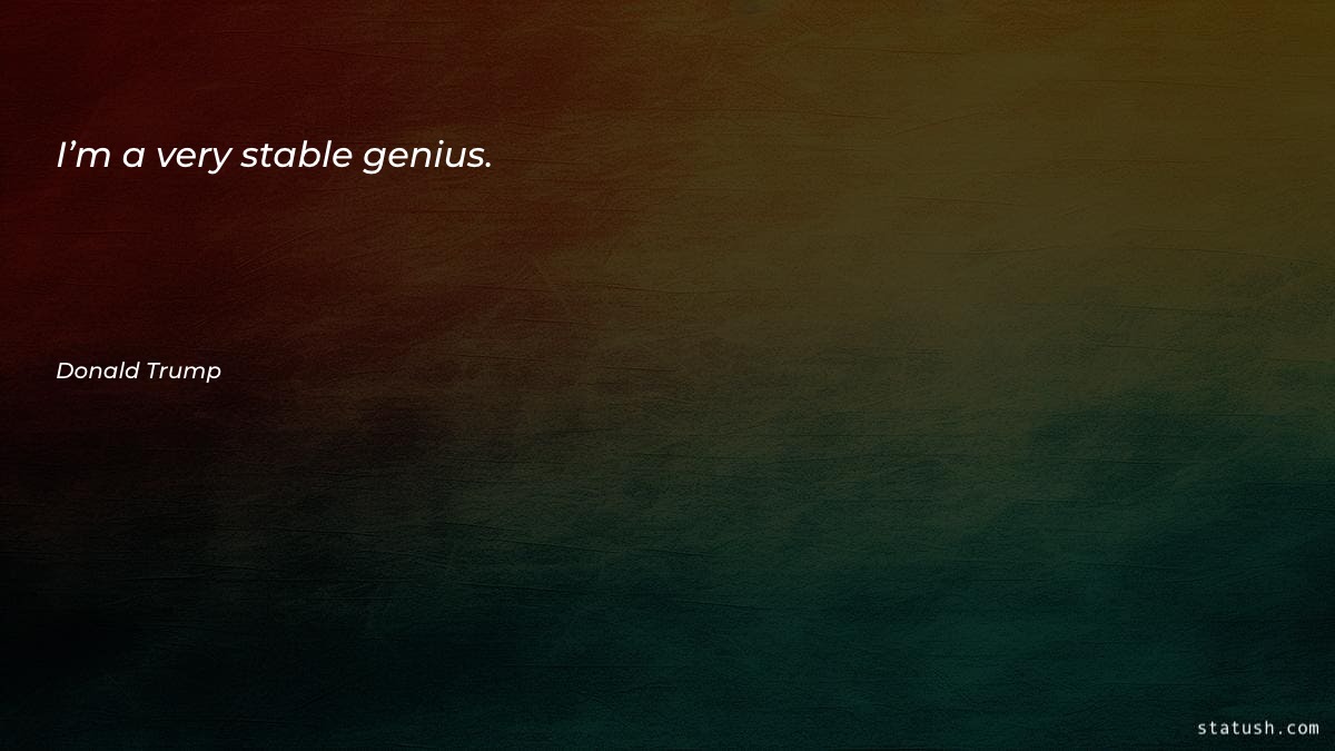 I’m a very stable genius Motivational Quotes at statush.com