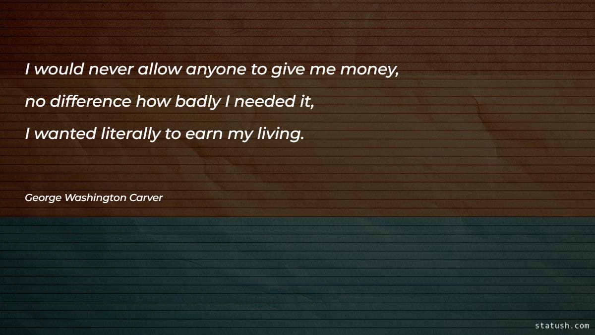 I would never allow anyone to give me money - Money Quotes at statush.com