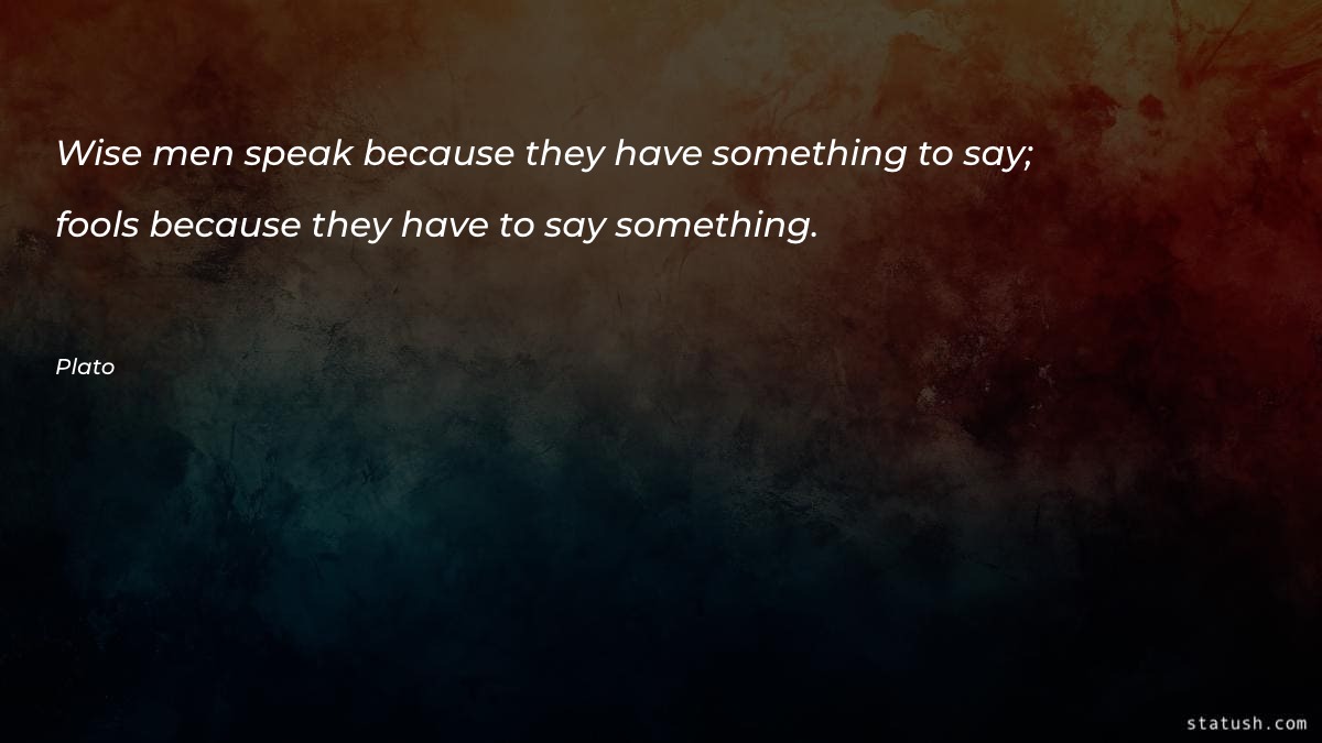Wise men speak because they - Motivational Quotes at statush.com