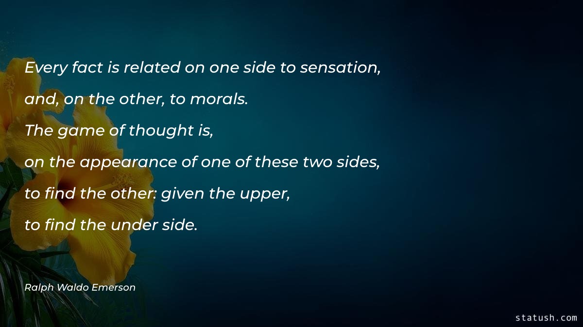 Every fact is related on one side to sensation Motivational Quotes at statush.com