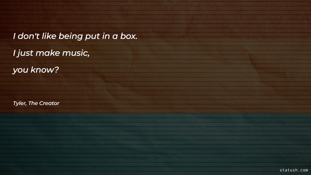 I don't like being put in a box. I just make music Music Quotes at statush.com