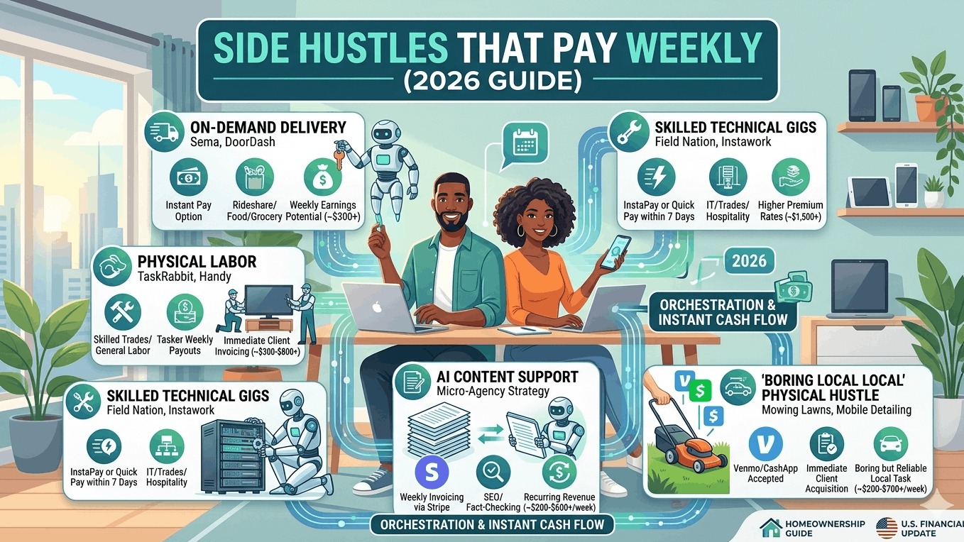 10 Side Hustles That Pay Weekly | Immediate Cash Guide