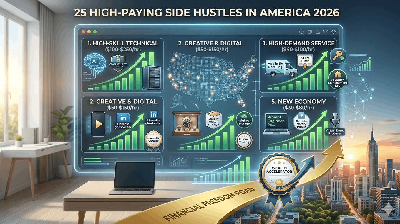 25 High-Paying Side Hustles in America 2026 | Boost Your Income