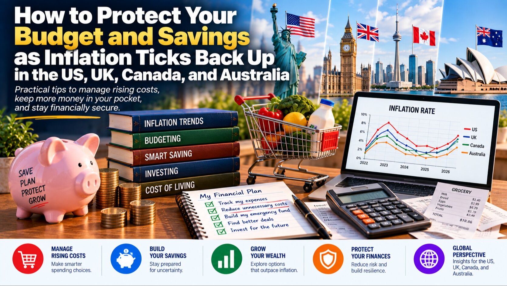 How to Protect Your Budget and Savings as Inflation Ticks Back Up in the US, UK, Canada, and Australia