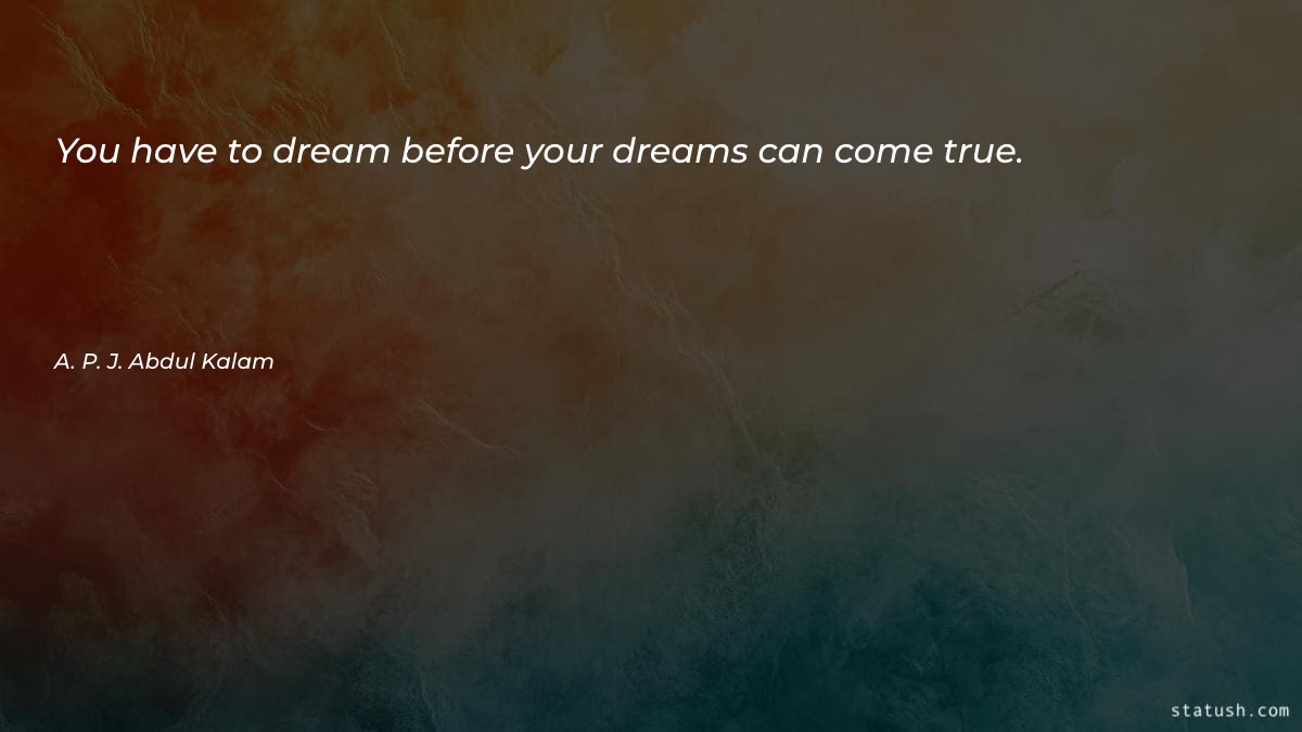 You have to dream before your dreams