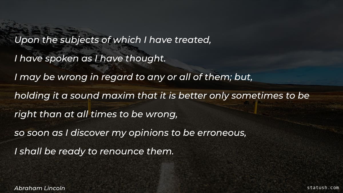 Upon the subjects of which