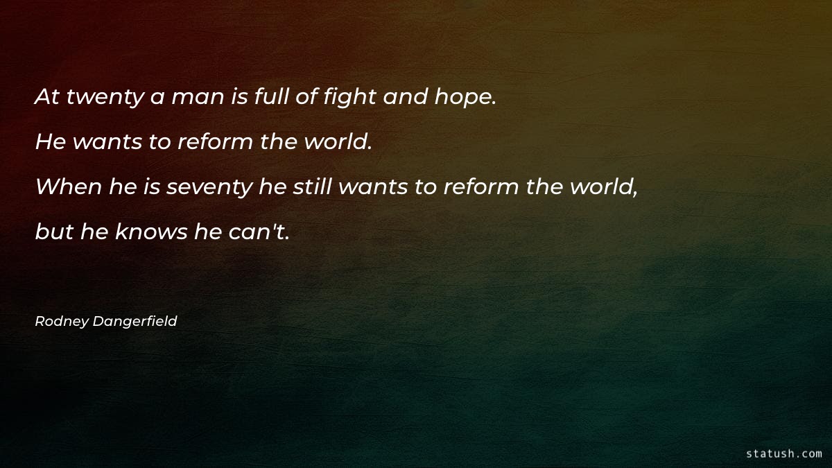 At twenty a man is full of fight and hope Hope Quotes at statush.com
