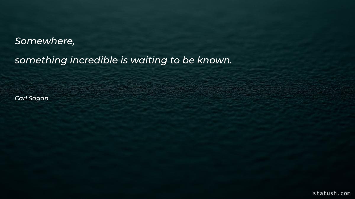 Somewhere, something incredible is waiting