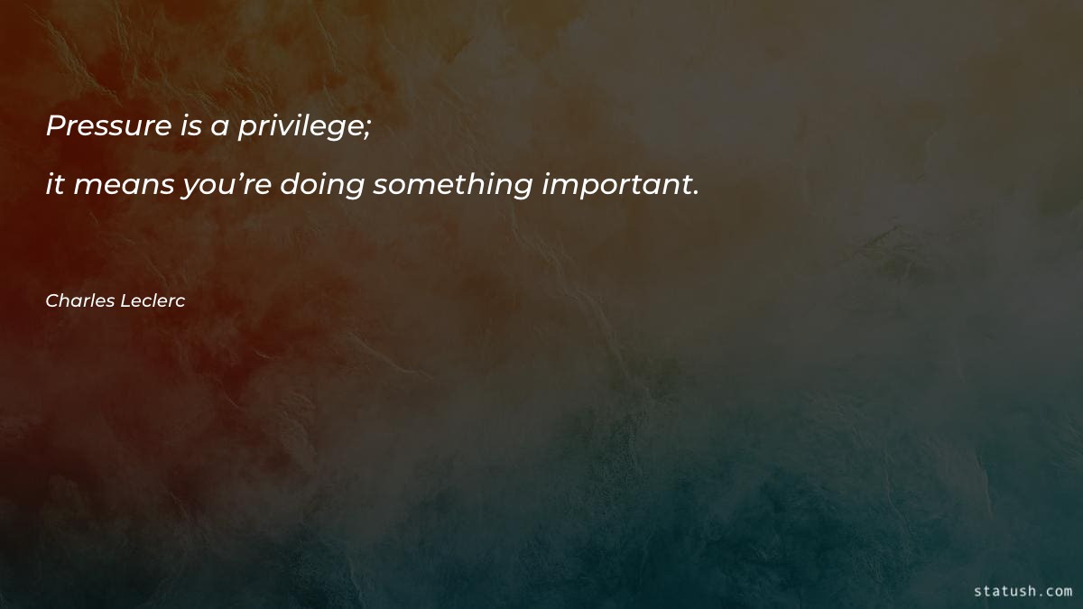 Pressure is a privilege; it
