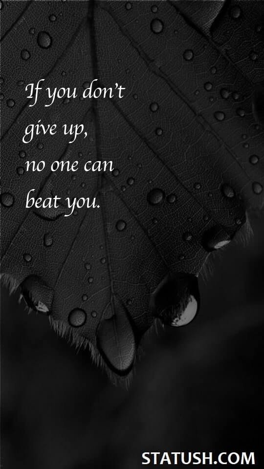 If you don't give up, no one can beat you. - Success Quotes at statush.com