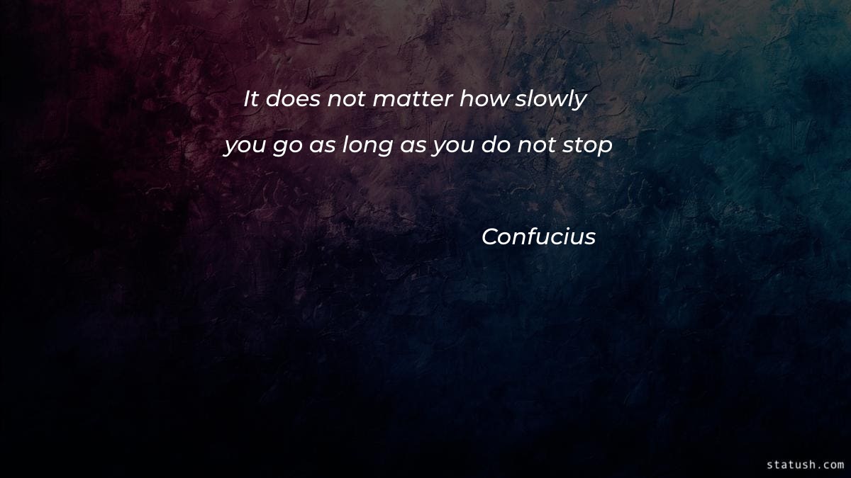 It does not matter how slowly you go as long as you do not stop - Motivational Quotes at statush.com