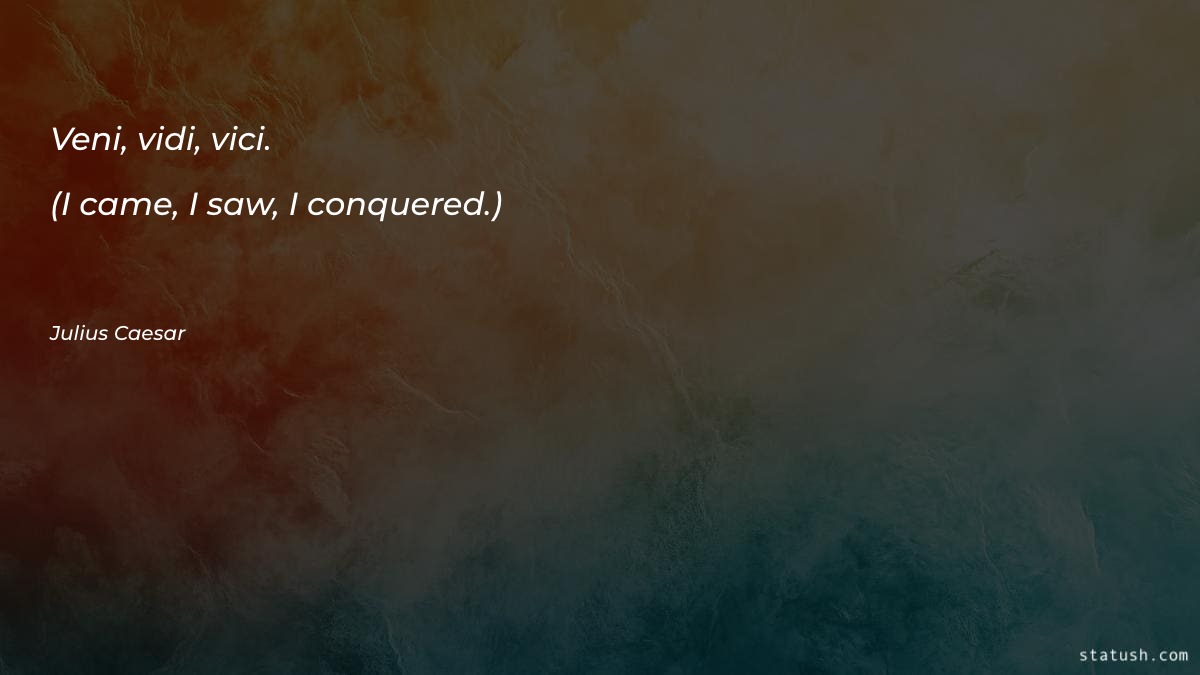 Veni, vidi, vici. (I came Motivational Quotes at statush.com