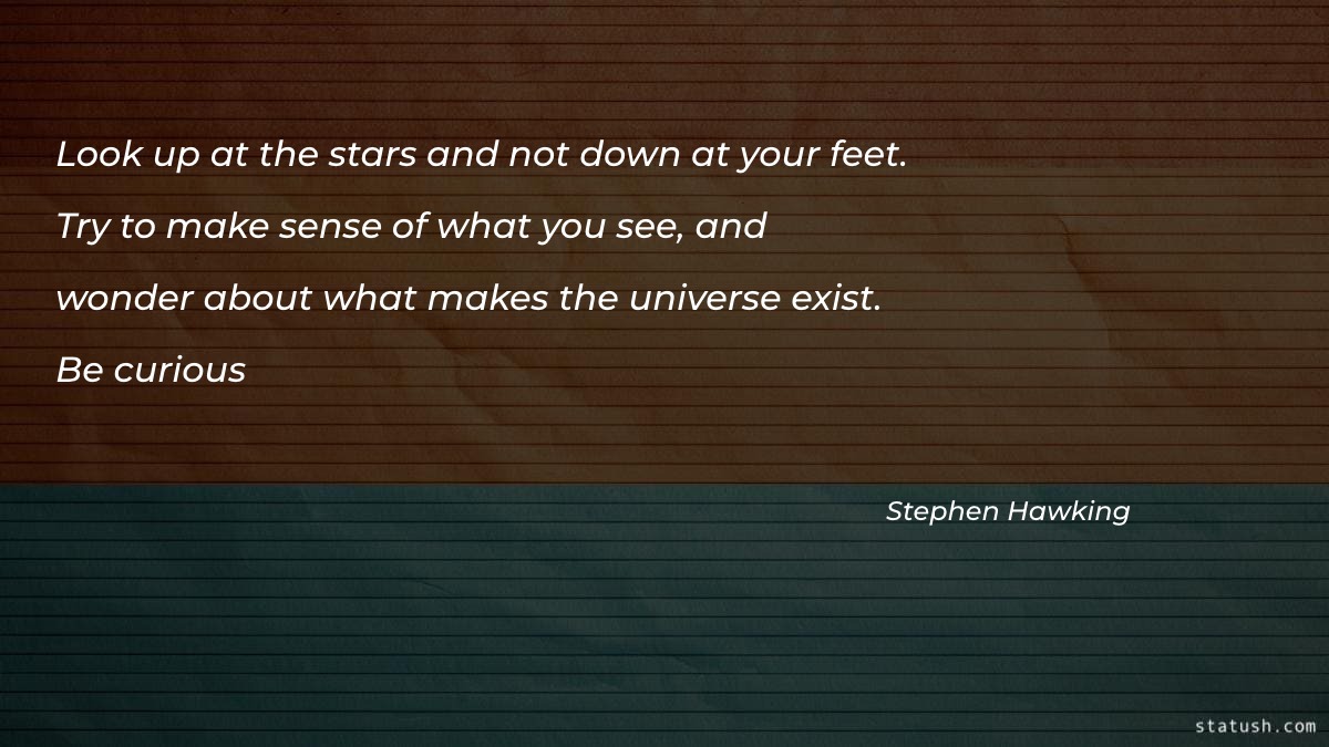 Look up at the stars and not down at your feet - Motivational Quotes at statush.com