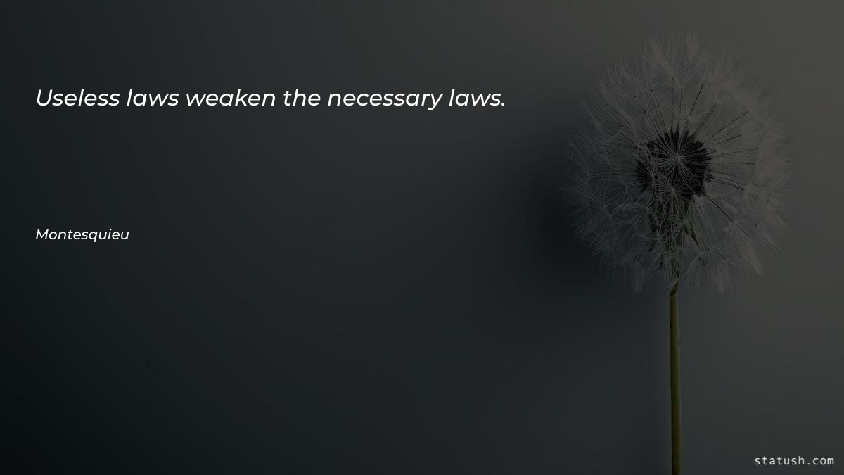 Useless laws weaken the necessary