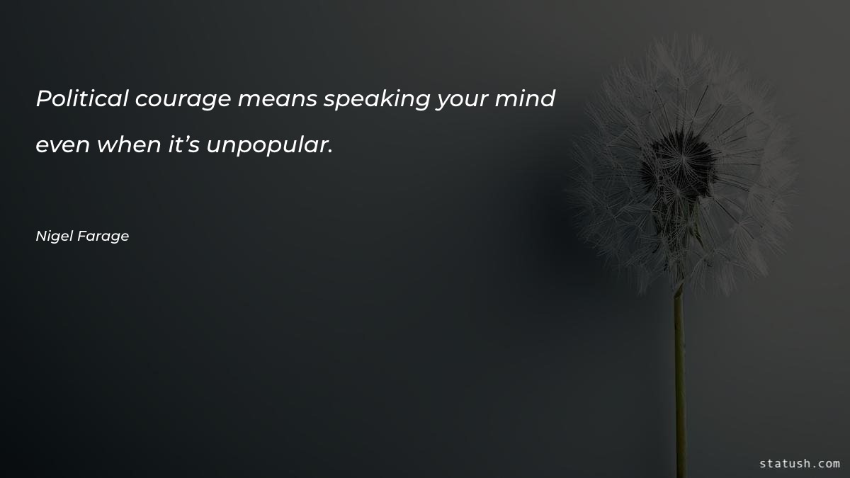 Political courage means speaking your