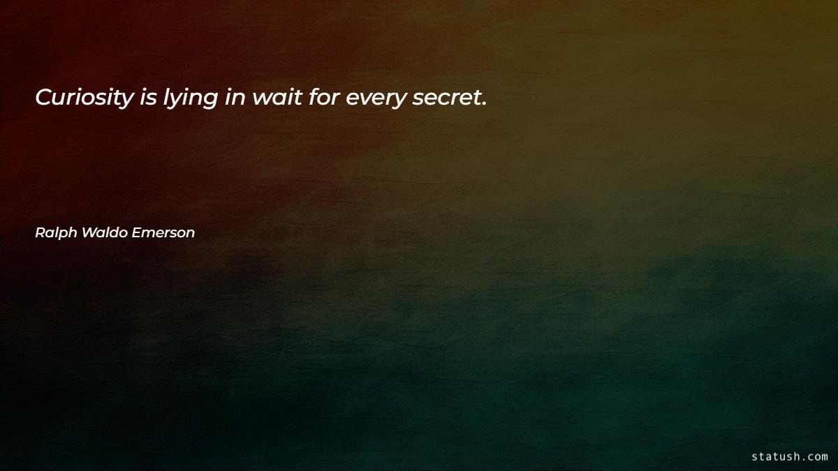 Curiosity is lying in wait for every secret