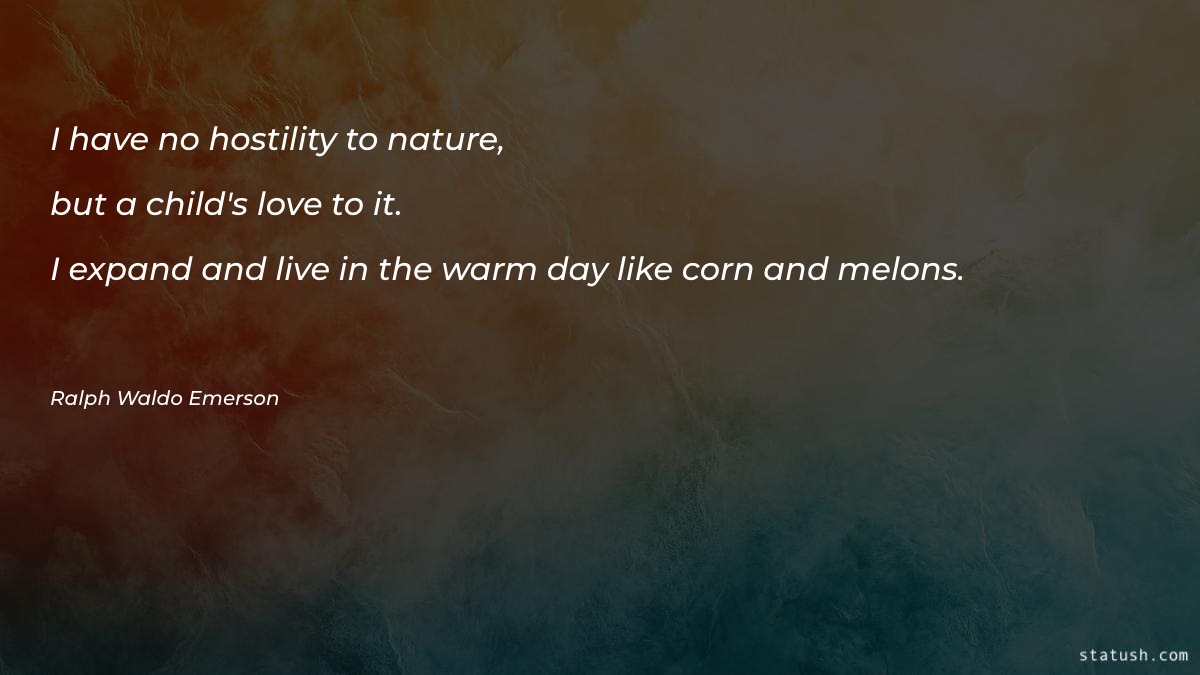 I have no hostility to nature - Nature Quotes at statush.com