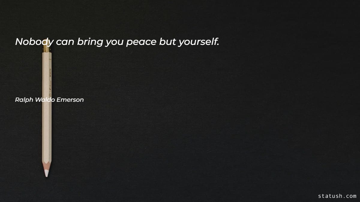 Nobody can bring you peace but yourself - Peace Quotes at statush.com