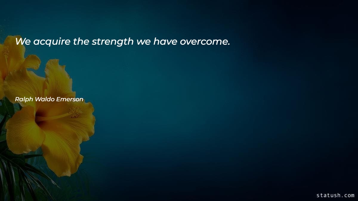 We acquire the strength we have overcome