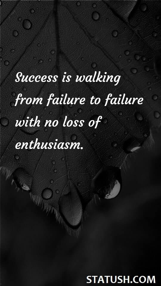 Success is walking from failure to failure - Success Quotes at statush.com