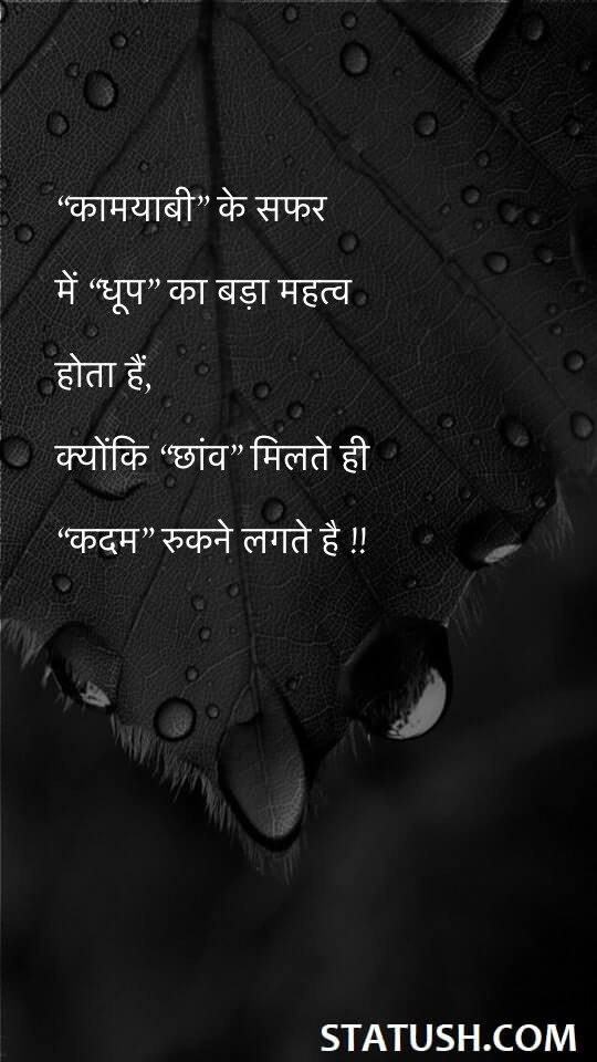 Sunlight is very important in the journey - Hindi Quotes at statush.com
