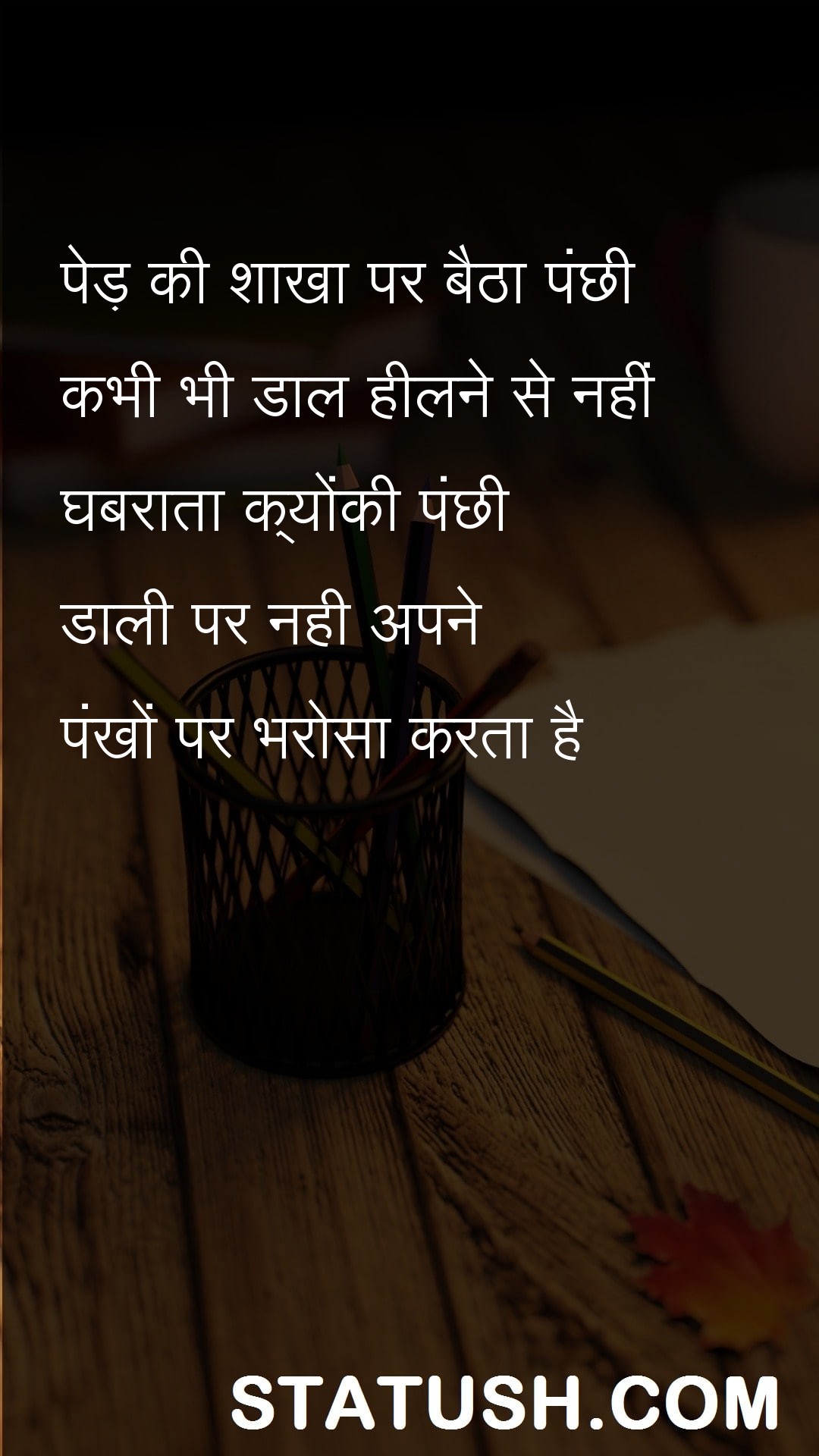 The bird sitting on the branch - Hindi Quotes at statush.com