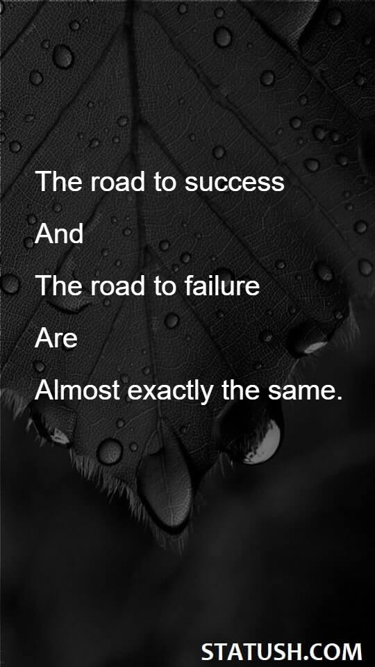 The road to success and the road to failure are almost exactly the same - Success Quotes at statush.com