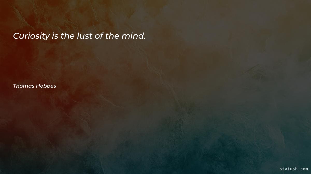 Curiosity is the lust of Motivational Quotes at statush.com