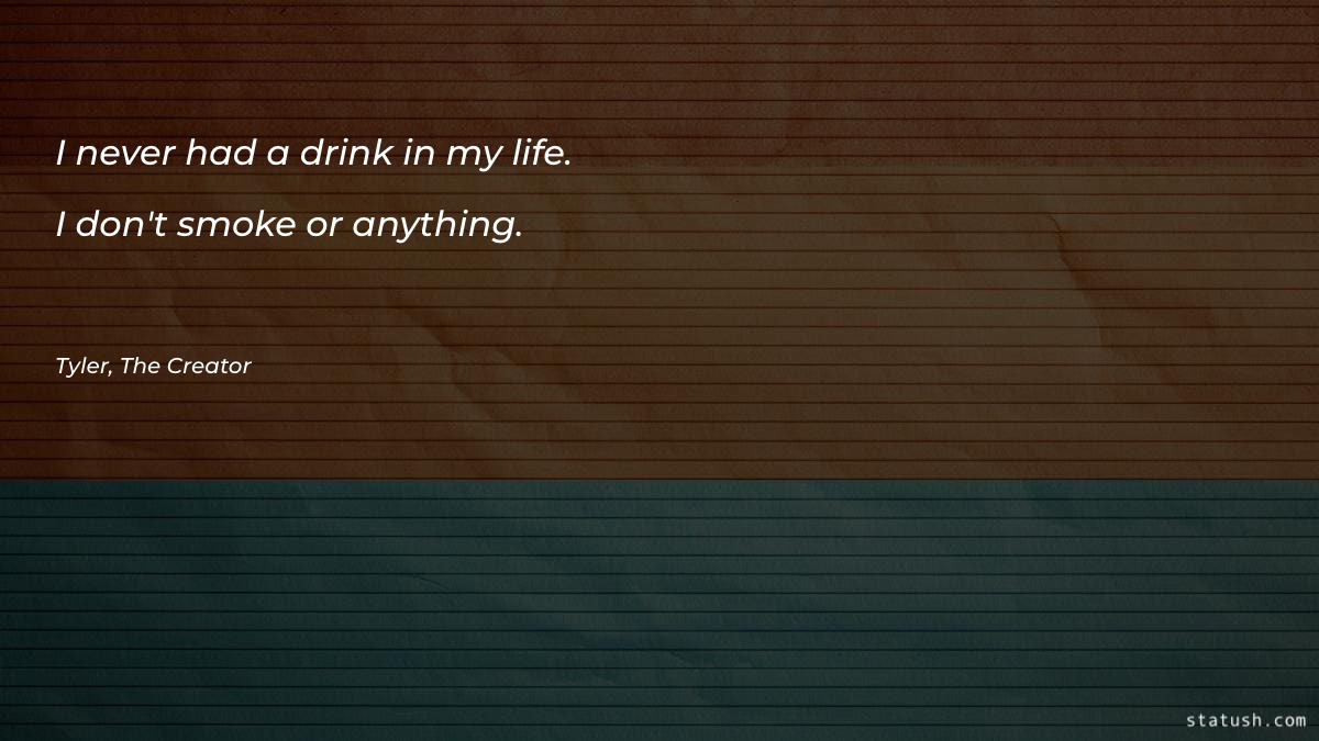 I never had a drink in my life - Motivational Quotes at statush.com