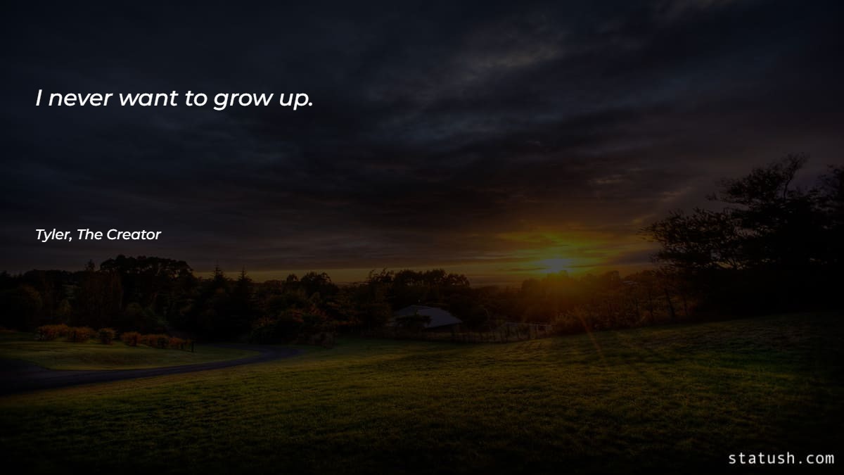 I never want to grow up - Motivational Quotes at statush.com