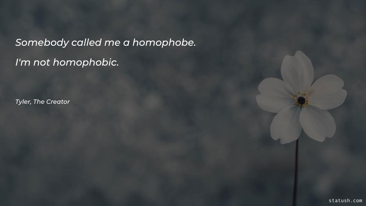 Somebody called me a homophobe - Motivational Quotes at statush.com