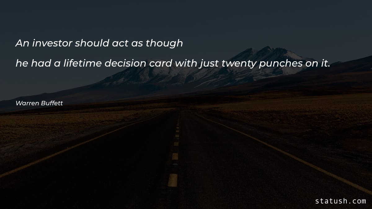 An investor should act as